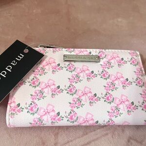Madden Girl Pink Bow Floral Print Wallet